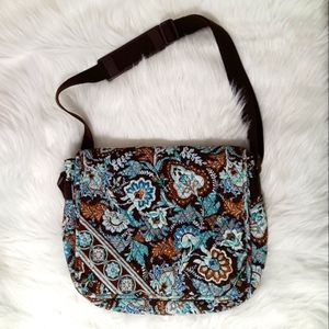 Vera Bradley Java Blue Messenger Bag, Backpack, Paisley Print, laptop case